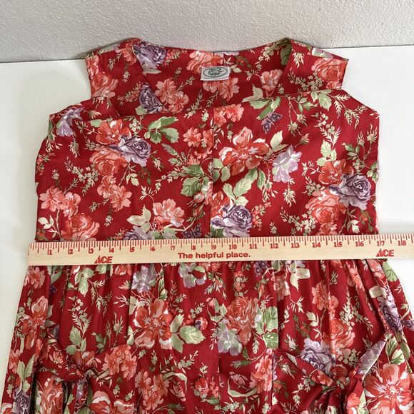 Vintage Laura Ashley Size M Playsuit Jumpsuit Romper Red Floral Cottagecore Crop - Picture 8 of 12